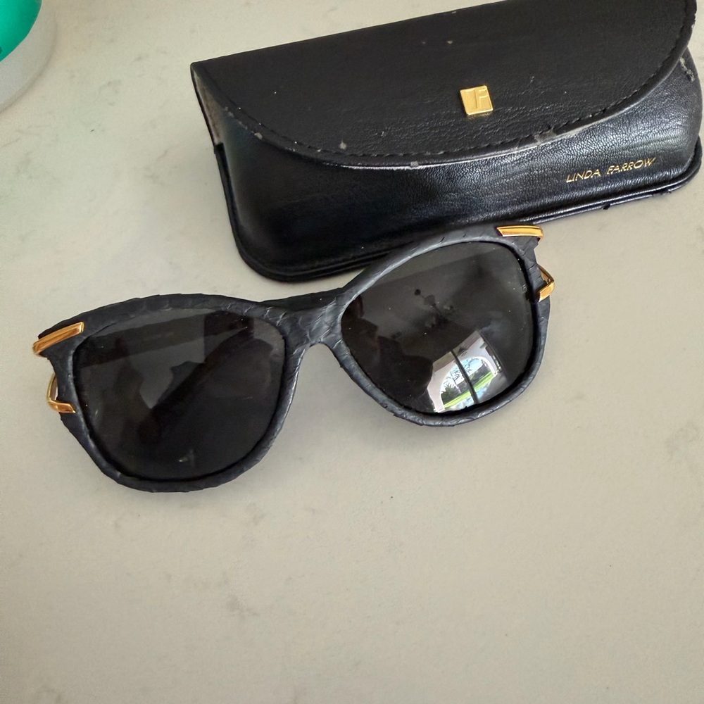 Linda Farrow Black and Gold Sunglasses